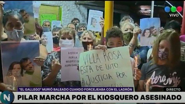 Pilar: dolor y bronca en la marcha para pedir justicia por el kiosquero asesinado durante un robo