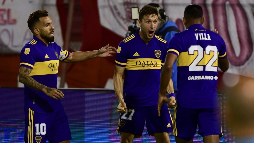 Huracán 0 - Boca 2. Soldano festeja el primer gol Xeneize.