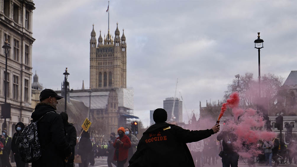 El Big Ben fue cortado al tráfico por un grupo de manifestantes contra un proyecto de ley.