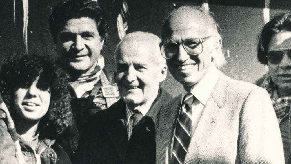 Salk vino al país en 1983. Aquí, en su encuentro con Luis Federico Leloir. (Conicet)