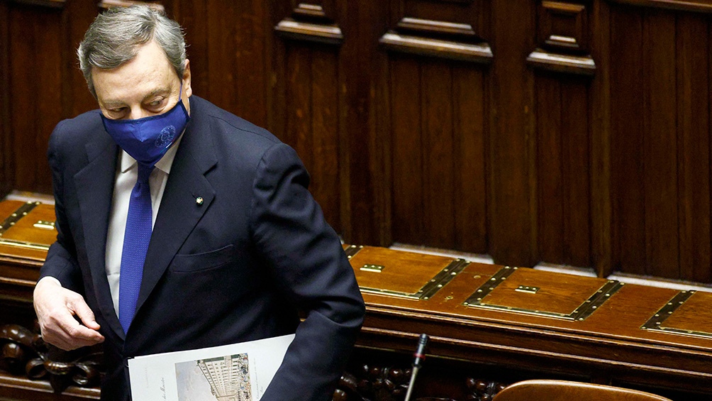 Draghi obtuvo el aval del Parlamento el 18 de febrero pasado, en un país que arrastraba una caída económica de 8,8% en 2020.