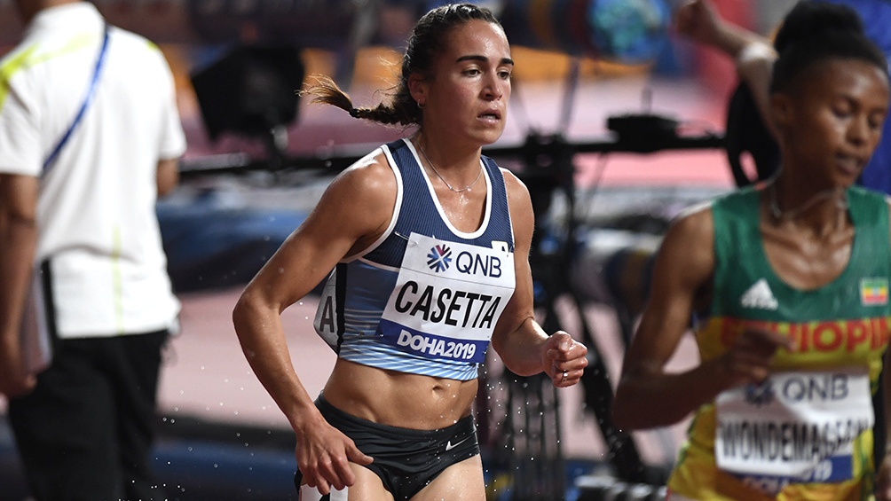 Belén Casetta (3000 mts con obstáculos), una de los cinco representantes argentinos del atletismo.
