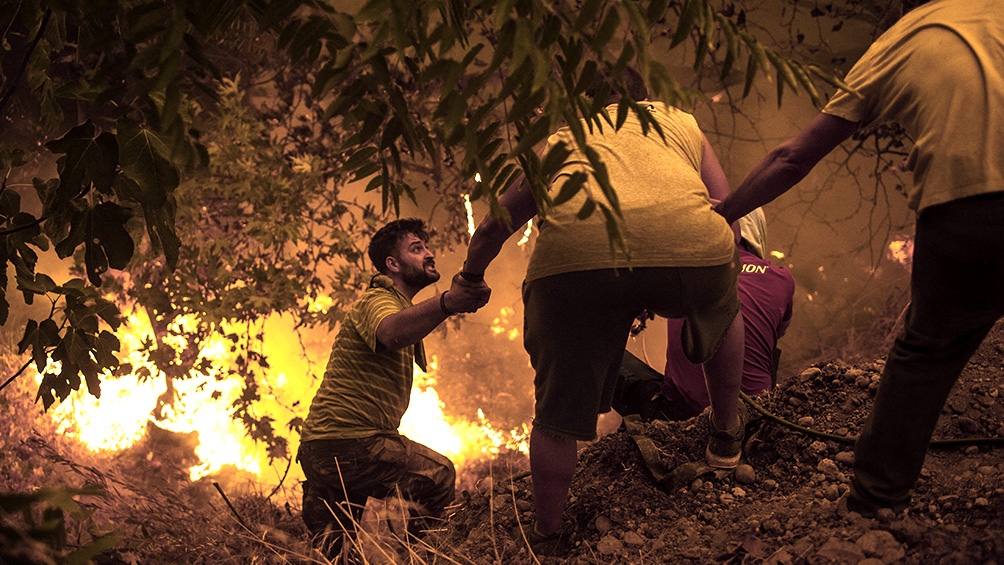 En Grecia, en ocho días se contabilizaron 586 incendios, causados por la peor ola de calor en tres décadas. Foto: AFP