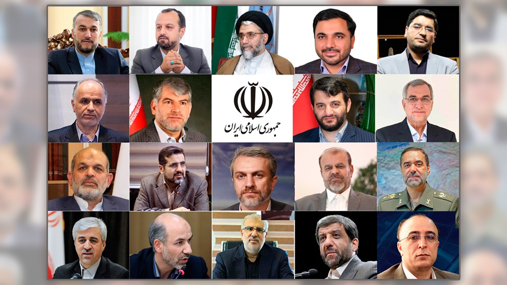 El nuevo gabinete iraní ocupado solo por hombres y de corte conservador.