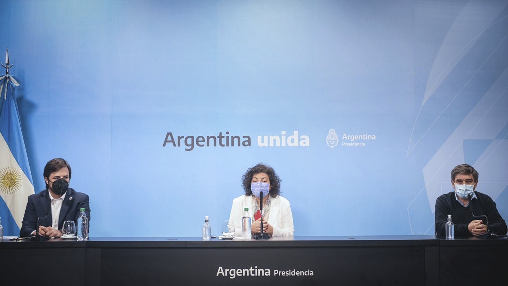 La conferencia fue luego de la reunión con Santiago Cafiero