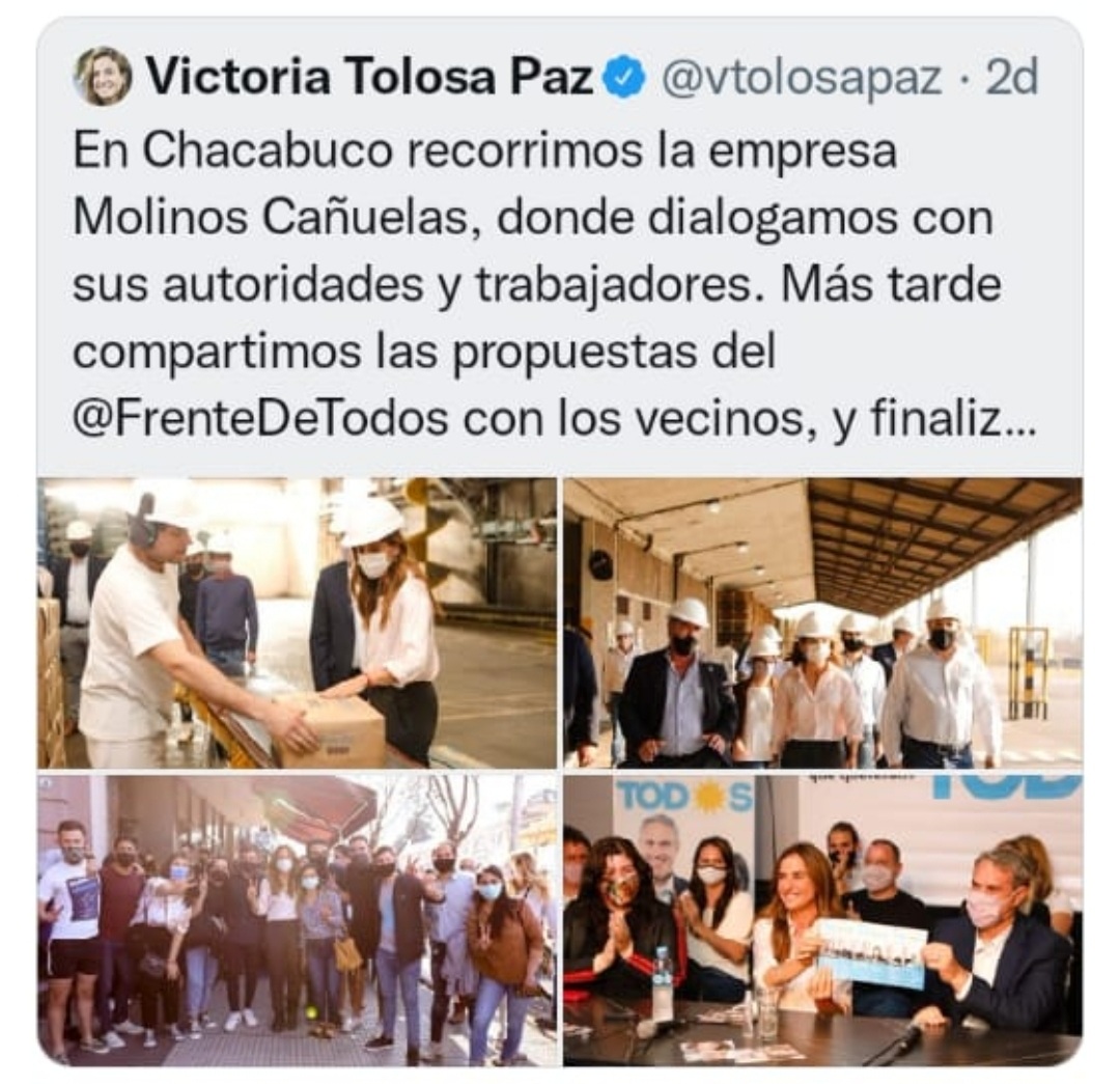 Después de la visita de Victoria Tolosa Paz: Molino Cañuelas presentó concurso de acreedores con una deuda de US$ 1.300 millones
