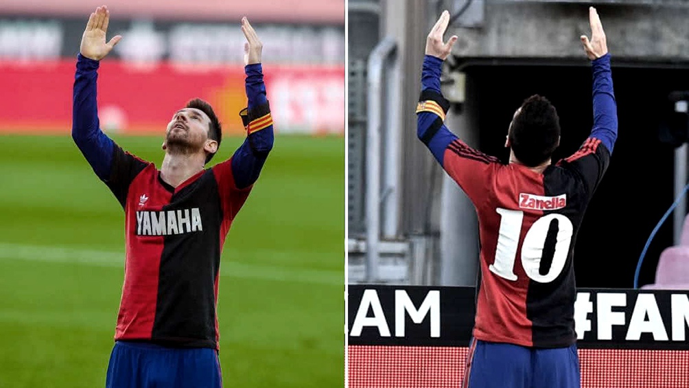 Messi, en el 4-0 ante Osasuna sorprendió con la casaca de "La Lepra". Ambos están ligados por Newells.