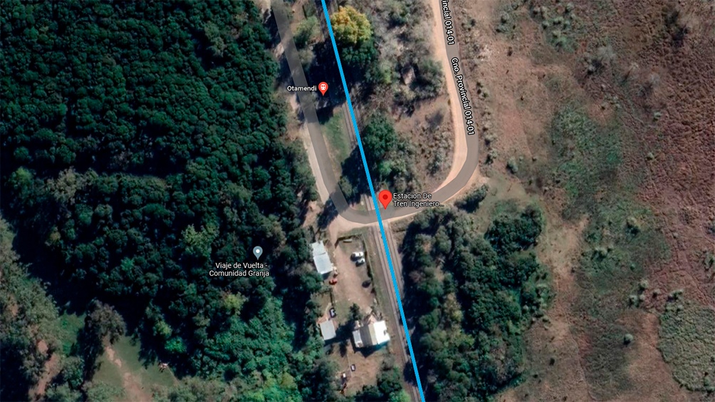El cadáver fue encontrado en un terreno rodeado por vegetación en el barrio Otamendi de Campa, provincia de Buenos Aires, y cerca a una estación del ferrocarril (Captura satelital google maps)