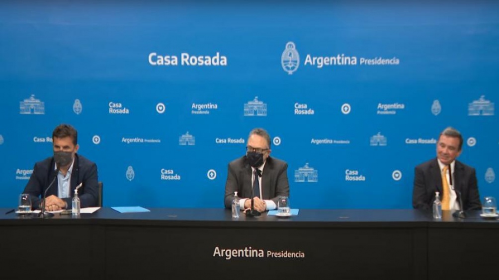 La conferencia de prensa en la Casa Rosada. 