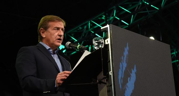 Suarez dio un discurso de ocasión, cargado de críticas veladas a la Nación y con anuncios para los productores