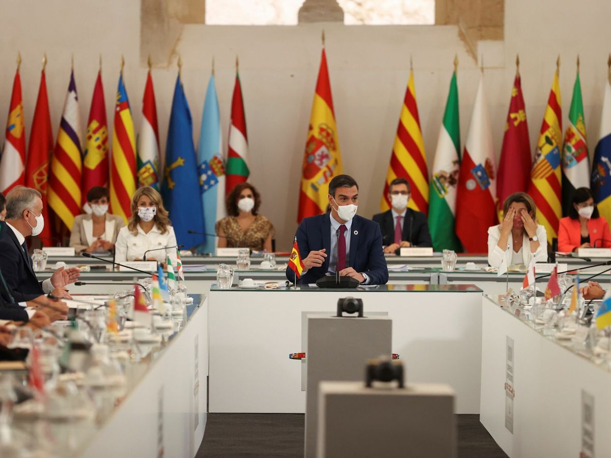 Foto: El presidente del Gobierno, Pedro Sánchez, durante la XXIV Conferencia de Presidentes, en julio de 2021 en Salamanca. (EFE/Juanjo Martín)