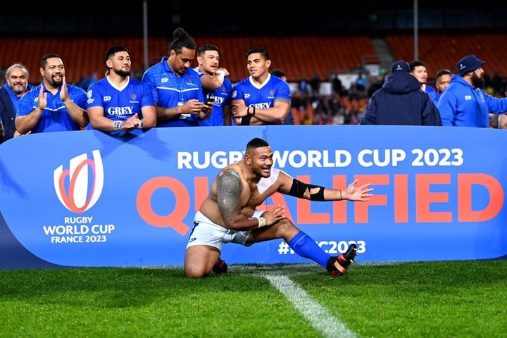 Samoa eliminó a Tonga y se metió en el Mundial de Rugby 2023, donde se enfrentará a la Argentina. (foto @manusamoa)