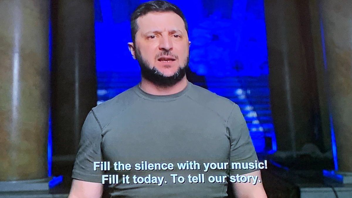 En los Grammy, Zelensky pidió que no se deje de hablar del horror de la guerra en Ucrania