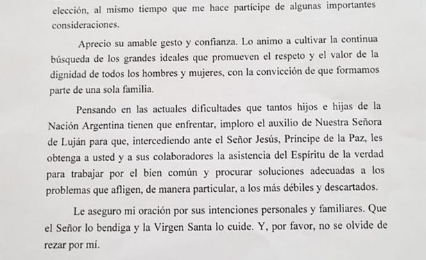 En medio de la interna K, el Papa le envió una carta a Alberto Fernández y le pidió por los “débiles y descartados”