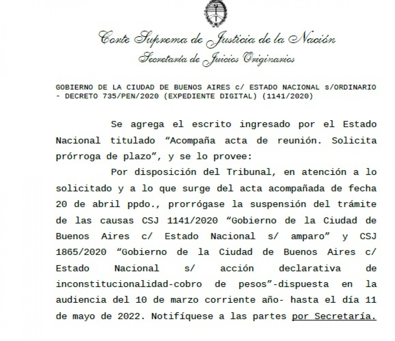 La Corte Suprema prorrogó por 15 días el plazo para que Nación y Ciudad acuerden por la coparticipación