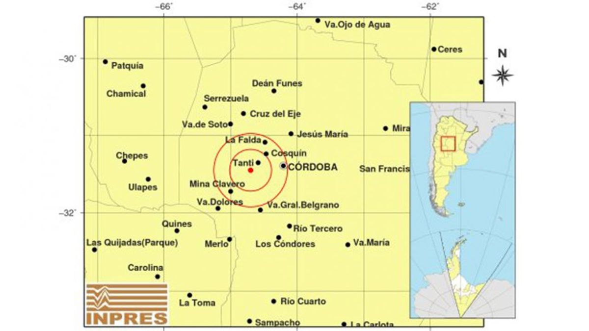 Un temblor de 3,3 grados se sintió en las sierras de Córdoba