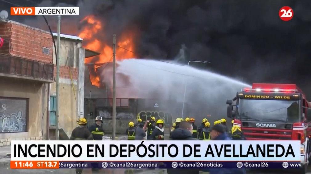 Incendio en fábrica en Avellaneda, Canal 26