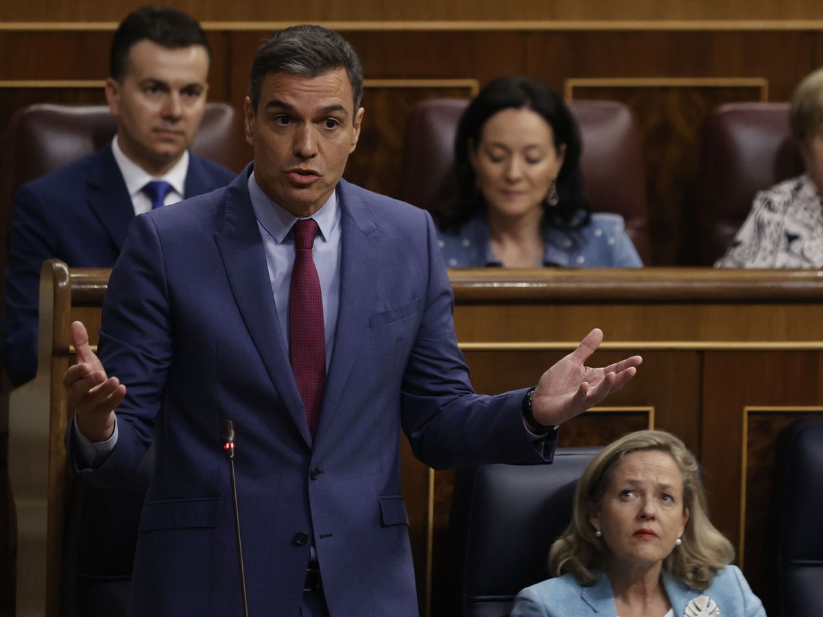 Foto: El presidente del Gobierno, Pedro Sánchez, interviene durante la sesión de control en el Congreso este miércoles. (EFE/Emilio Naranjo)