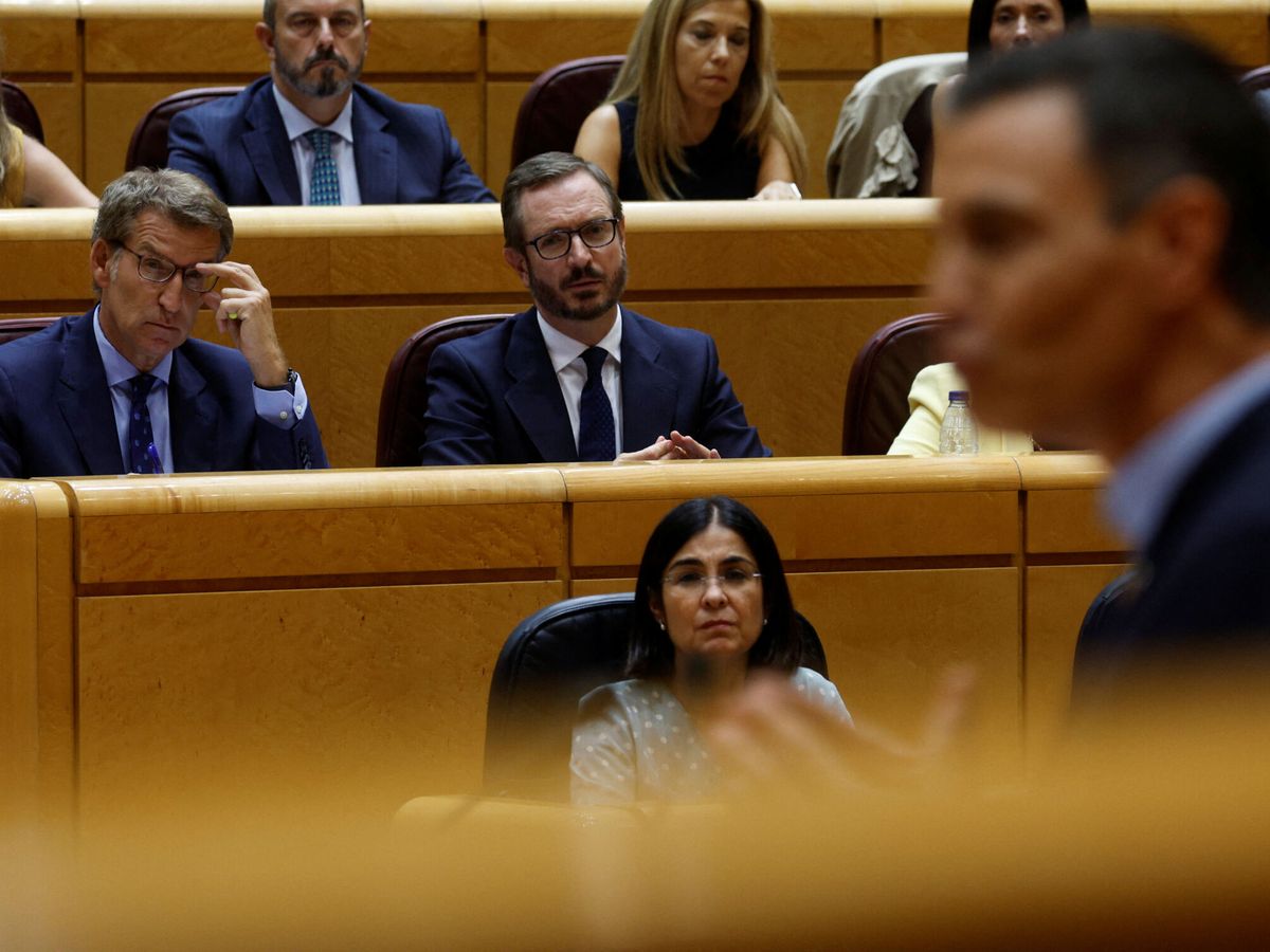 Foto: Alberto Núñez Feijóo y Pedro Sánchez, en el Senado, este martes. REUTERS Susana Vera