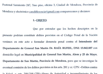 Denuncian penalmente al intendente Rufeil por poner en peligro la salud de los vecinos