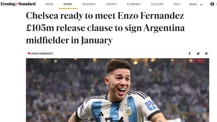 Chelsea va con todo por Enzo Fernández. Los medios ingleses lo reflejan.