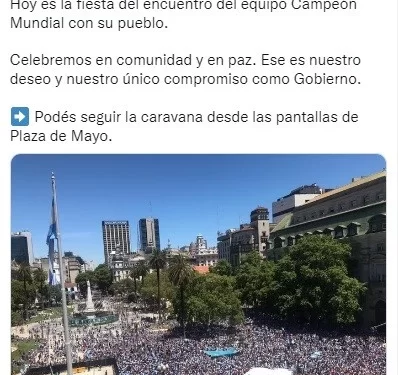 El mensaje de Casa Rosada tras confirmarse que la Selección no va al Obelisco