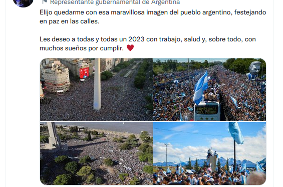 Para Cristina, “fue un año marcado por acontecimientos dolorosos, que cerró con una inolvidable alegría colectiva”