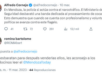 Duras críticas hacia Cornejo en Twitter luego de adular la lucha contra el narcotráfico en Mendoza