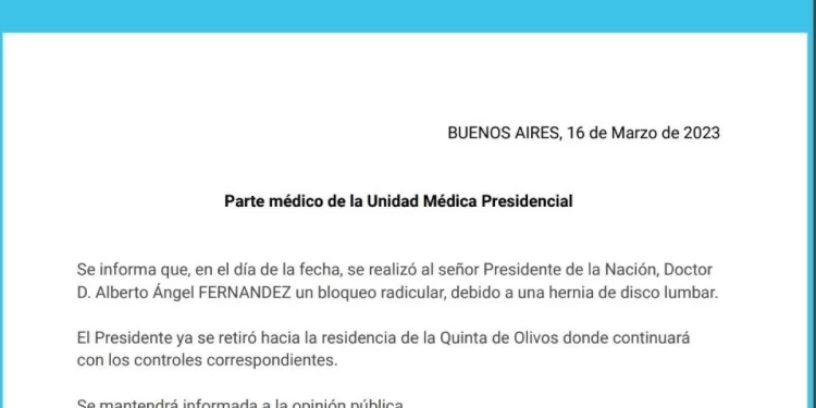 No al hospital público: Alberto Fernández fue operado por “una hernia de disco lumbar” en el sanatorio Otamendi