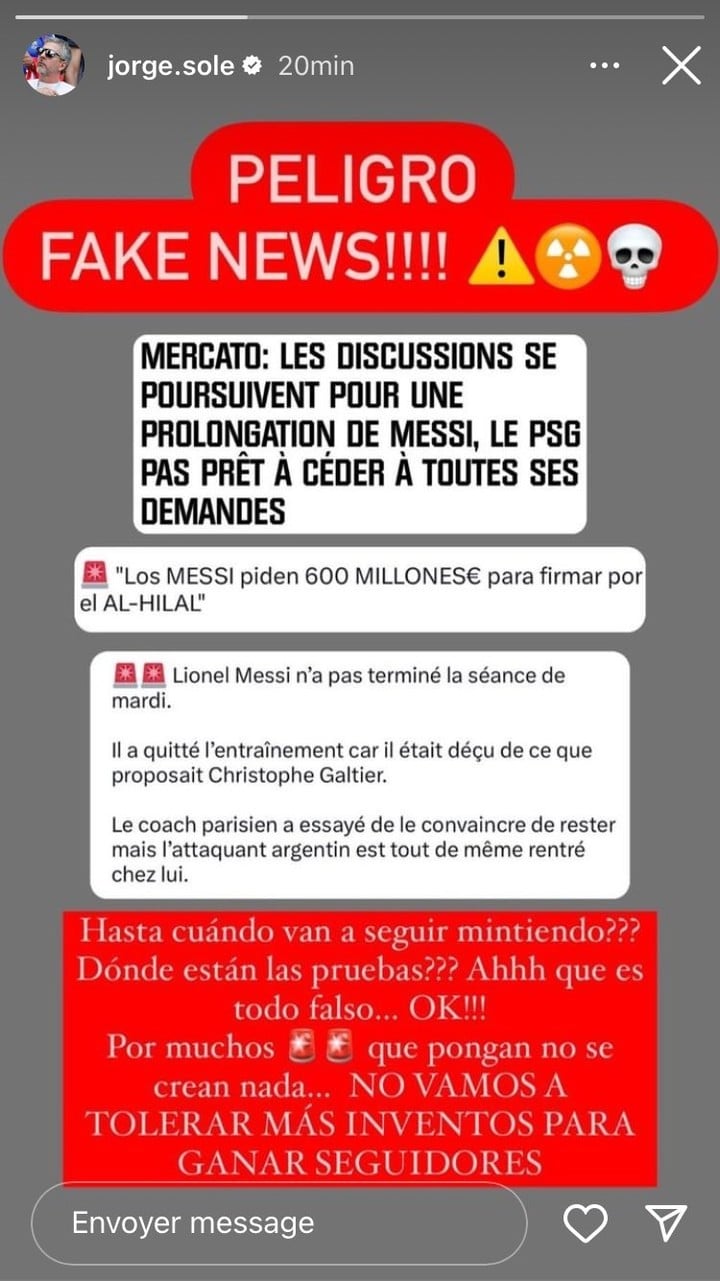 La historia de Jorge Messi, con bronca por las "Fake news".