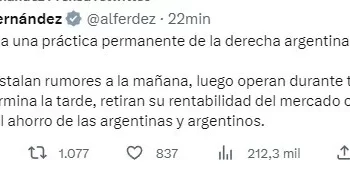 Alberto Fernández acusó a la “derecha argentina” de impulsar la corrida cambiaria: “Instalan rumores y después retiran su rentabilidad”