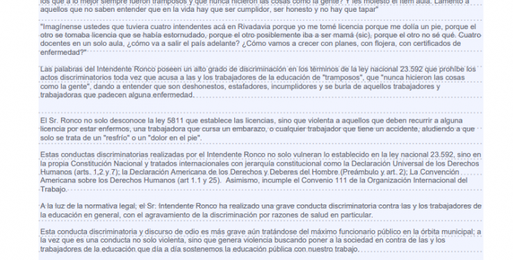 El candidato a gobernador de Mendoza por la Izquierda Lautaro Jimenez denunció a Miguel Ronco ante el INADI