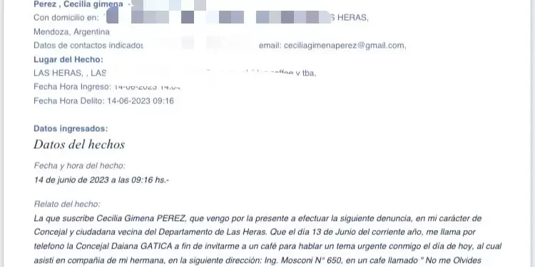 Concejala de Las Heras habría sufrido amenazas tras denunciar en la Justicia que quisieron sobornarla
