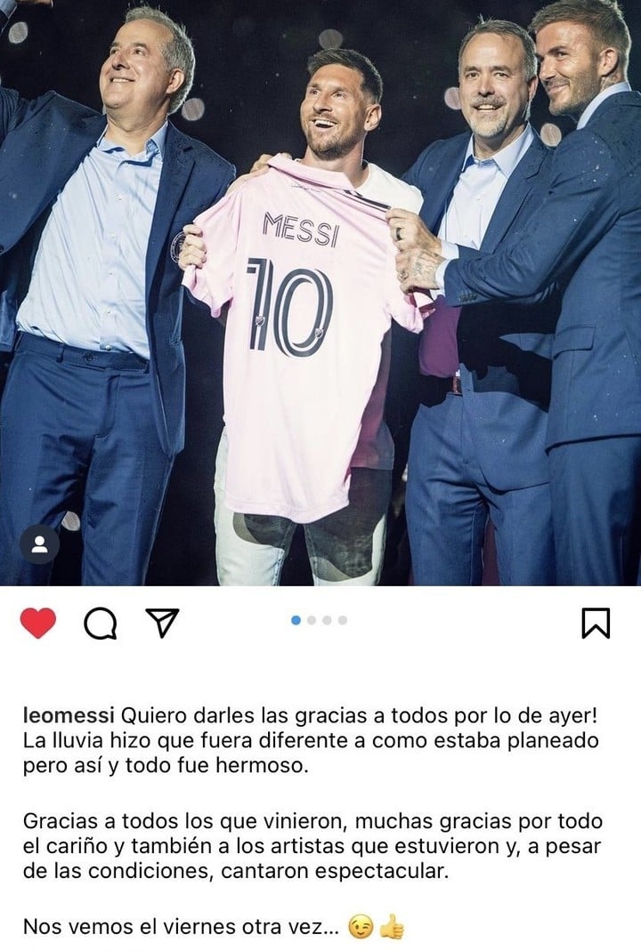 El agradecimiento de Messi en redes. (Instagram)
