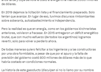 Macri, polémico sobre el gasoducto Néstor Kirchner: “Disculpen si no lo llamo por su nombre oficial”