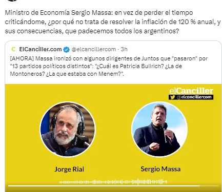 Patricia Bullrich respondió a la ironía de Massa, que la trató de “montonera”