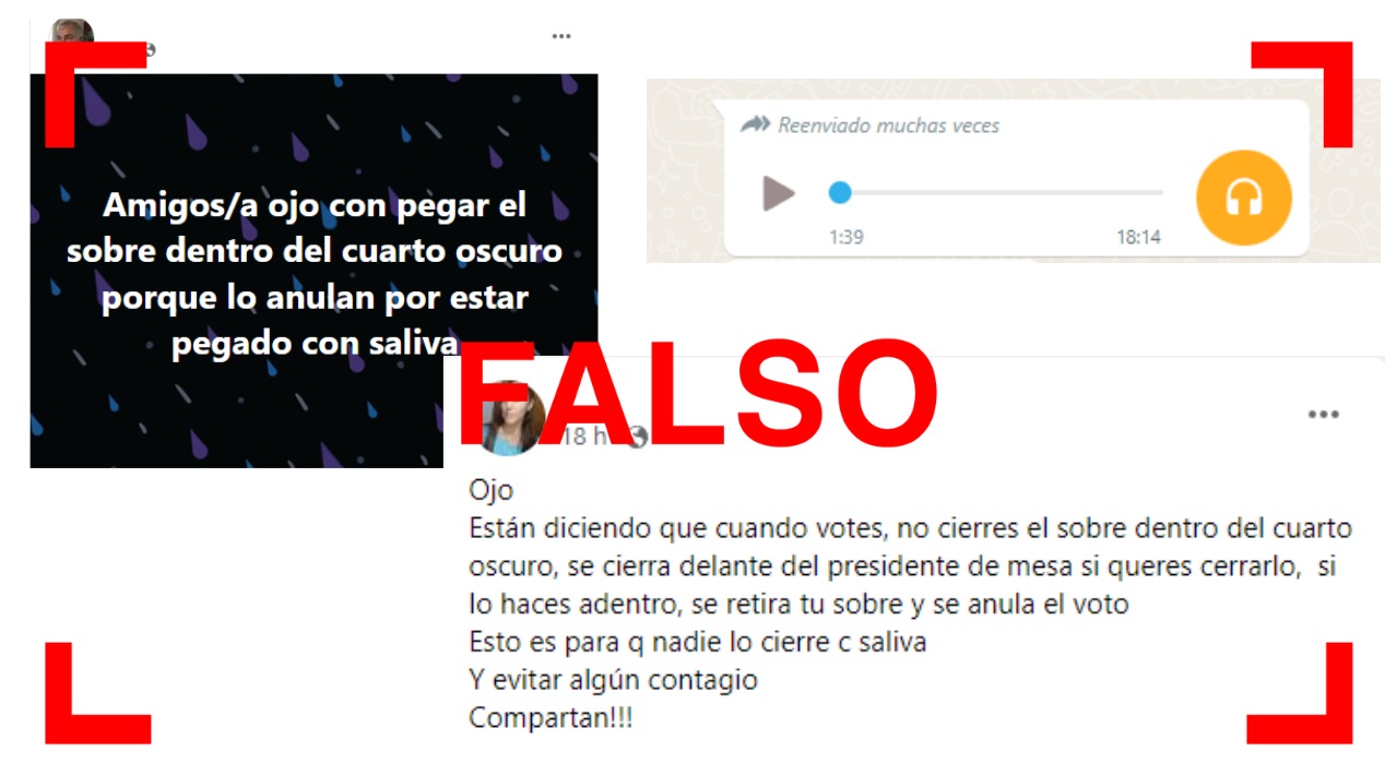 Es falso que se anula el voto si se pega el sobre adentro del cuarto oscuro
