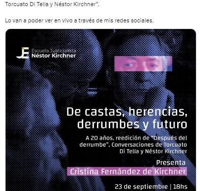 Cristina Kirchner reaparecerá en un acto el próximo sábado