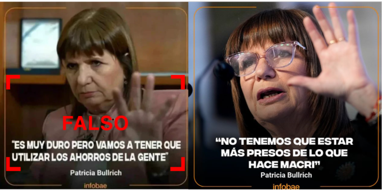 Es falso que Patricia Bullrich dijo: “Es muy duro pero vamos a tener que utilizar los ahorros de la gente”