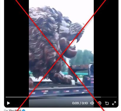 Es falso que un carpintero salteño hizo una figura gigante de león para Javier Milei; fue tallada en China en 2015