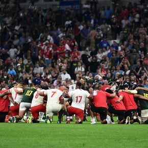 Mundial de rugby: se mataron a tackles y terminaron rezando todos juntos