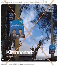 Un cartel de Unión por la Patria en guaraní no dice “votá apestoso por tu trabajo”; es una mala interpretación