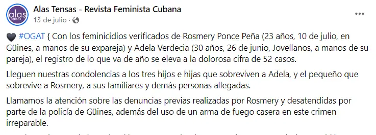 Cuba, feminicidios