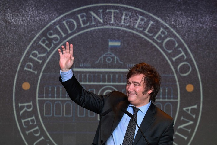 Javier Milei, ex jugador de Chacarita y actual Presidente electo. (AFP)