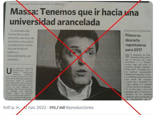 Es falso el recorte de Clarín en el que Sergio Massa propone arancelar la universidad pública