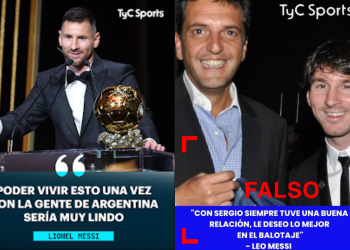 No, Lionel Messi no apoyó públicamente a Sergio Massa, como afirman estas placas falsas