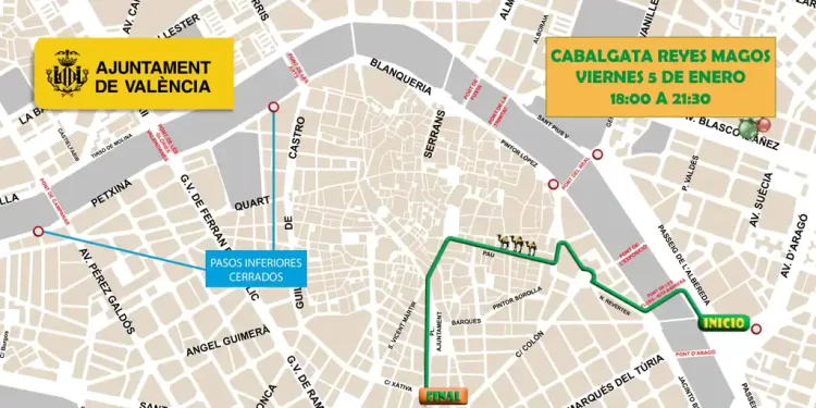 Cabalgata de Reyes Valencia: horario, recorrido y cortes de tráfico este viernes 5 de enero>