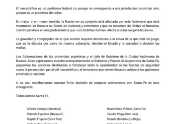 Cornejo y los demás gobernadores apoyaron a Maximiliano Pullaro: “Todos somos Santa Fe