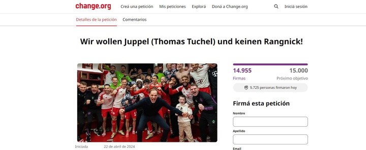 Los hinchas del Bayern juntan firmas para que Tuchel se quede en el club.