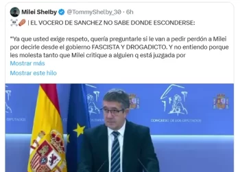 La chicana de Milei contra el portavoz del gobierno de Pedro Sánchez